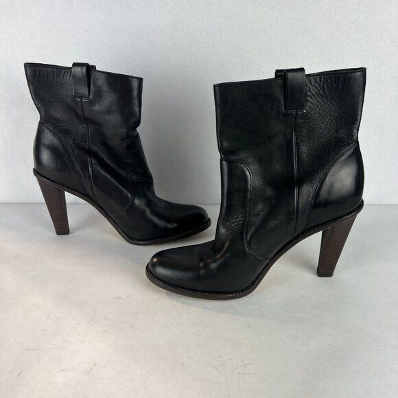 Cole Haan NikeAir Ankle Booties Womens 7.5 Black Leather Pull On Heeled Boots - Picture 6 of 11